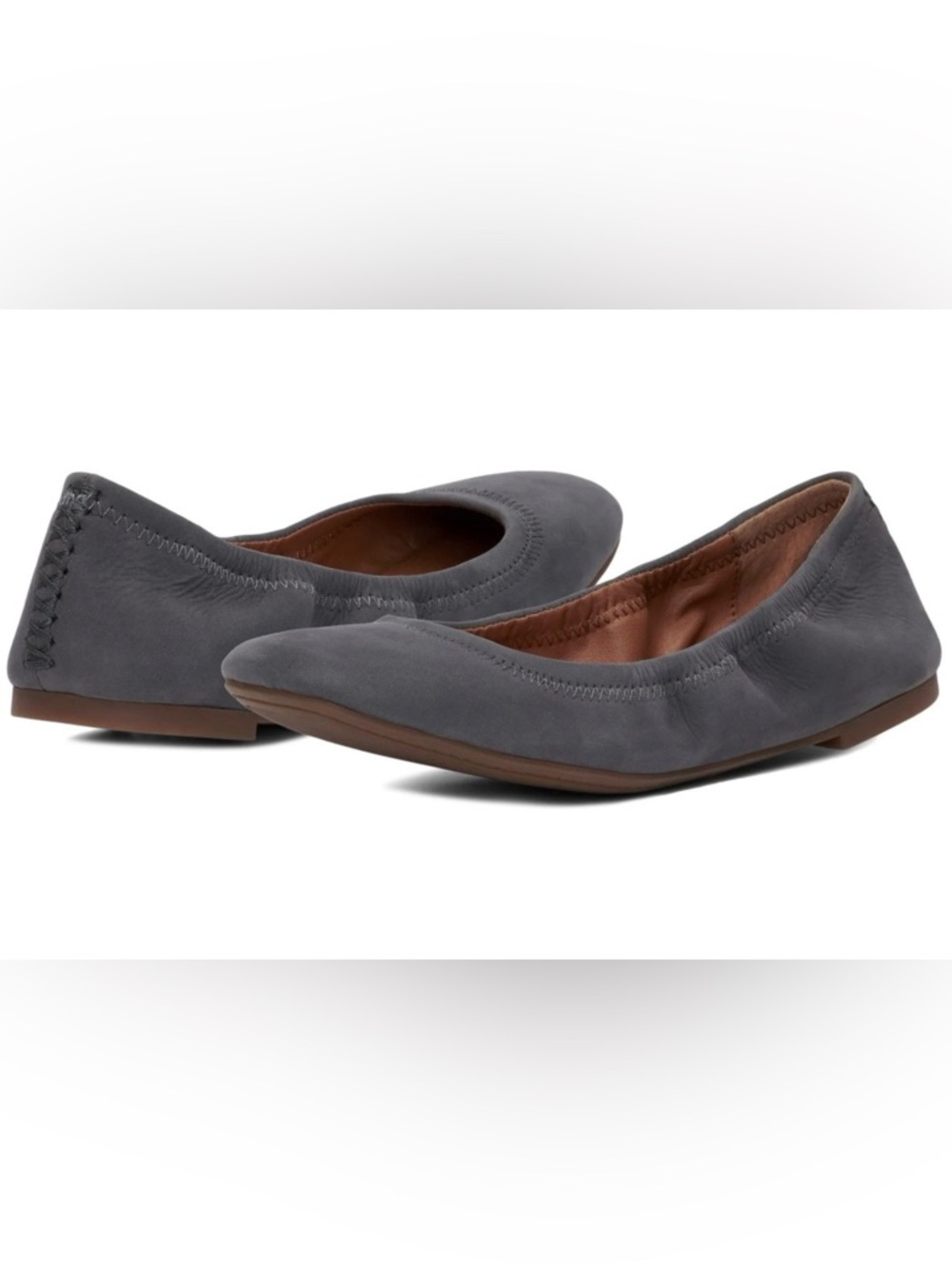 Lucky Brand Juthro Gray Suede Round Toe Ballet Flats